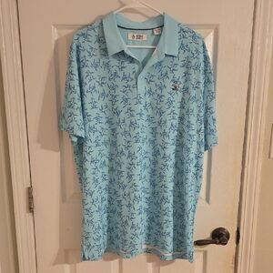Original Penguin Sky Teal Blue Polo with Penguin Pattern